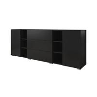 Meubella Dressoir Bonzo - Mat zwart - 190 cm - thumbnail