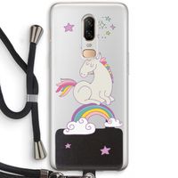Regenboog eenhoorn: OnePlus 6 Transparant Hoesje met koord