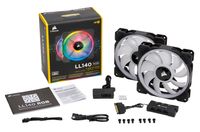 Corsair 2x LL140 RGB Dual Light Loop PC-ventilator Zwart, RGB (b x h x d) 140 x 140 x 25 mm Incl. LED-verlichting - thumbnail