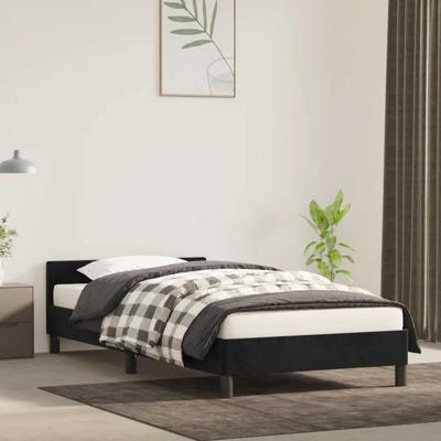 Bedframe met hoofdeinde zonder matras 90x190 cm fluweel zwart