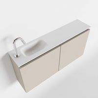 Toiletmeubel Mondiaz Ture | 100 cm | Meubelkleur Linen | Eden wastafel Talc Links | 1 kraangat