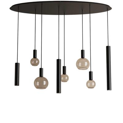 Hanglamp Riva ovaal zwart 8 lichts