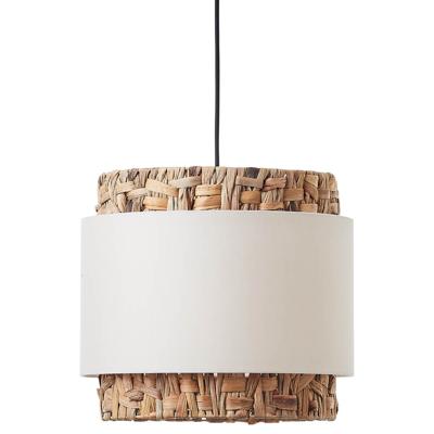 Brilliant HanglampWaterlilly rotan met witte stof - 99826/09
