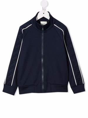 Fendi Kids sweat zippé à motif monogrammé embossé - Bleu