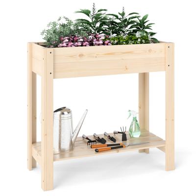 Tuinbed Stevige Grenen Verhoogde Plantenbak met Grote Groeiruimte en Onderste Plank Voor Planten en Fruit