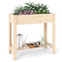 Tuinbed Stevige Grenen Verhoogde Plantenbak met Grote Groeiruimte en Onderste Plank Voor Planten en Fruit