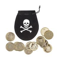 Piraten thema - zak met oude gouden munten - piratenschat - verkleed accessoires - thumbnail