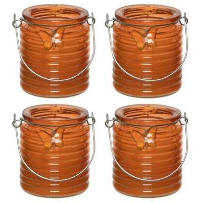 Citronella kaars - 10x - in windlicht - oranje - 20 branduren - citrusgeur