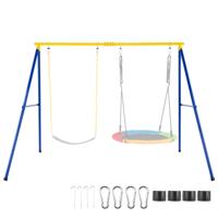 A-Frame Dubbele Schommel Metalen Frame 249 x 185 x 181,5 cm Blauw + Geel