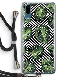 Geometrische jungle: Huawei P20 Transparant Hoesje met koord