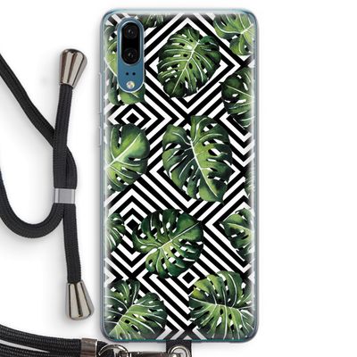 Geometrische jungle: Huawei P20 Transparant Hoesje met koord