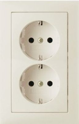 Berker S1 wandcontactdoos met randaarde 2-voudig creme glanzend