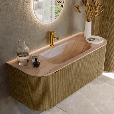 Badmeubel Mondiaz Kurve-Dlux | 120 cm | Meubelkleur Dusk | Wastafelkleur Saba | Solid surface | Wasbak midden spoelbak | 1 kraangat