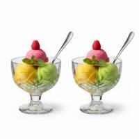 Alessandro ijscoupe Fiji - 2x stuks - glas - kristal - 270 ml - 10 x 10 x 10 cm - ijs schaaltjes