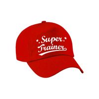 Bellatio Decorations cadeau pet/cap voor volwassenen - Super Trainer - rood - geweldige coach   -