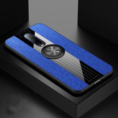 Voor OPPO R17 Pro XINLI stiksels doek Textue schokbestendig TPU beschermhoes met ring houder (blauw)