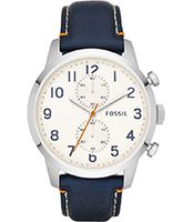 Horlogeband Fossil FS4932 Leder Blauw 22mm