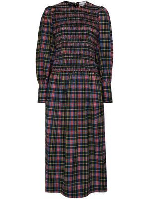 GANNI robe mi-longue en seersucker - Vert