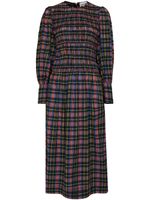 GANNI robe mi-longue en seersucker - Vert