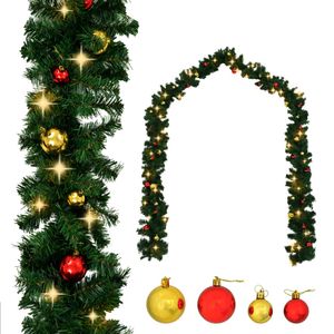 VidaXL Kerstslinger versierd met kerstballen en led-lampjes 20 m