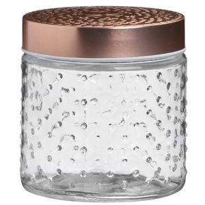 Voorraadpot/bewaarpot Blair - 500 ml - glas - koperen deksel - D11 x H13 cm