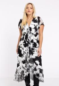 Yoek Jurk met ruches HANNELORE | Zwart | Maat 58/60