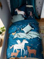 Dekbedovertrek + kussensloopset voor kinderen FORET ENCHANTEE blauw