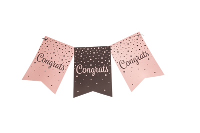 Verjaardagsslinger Vaandel &apos;Congrats&apos; Roze/Zwart