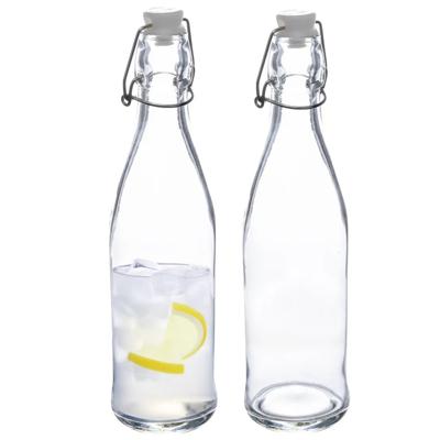 5Five Beugelfles/weckfles - 2x - glas - transparant - luchtdicht - 0.5 liter - waterfles - limonade