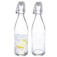 5Five Beugelfles/weckfles - 2x - glas - transparant - luchtdicht - 0.5 liter - waterfles - limonade