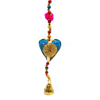 Decoratieve Slinger Stoffen Harten met Belletje (80 cm)