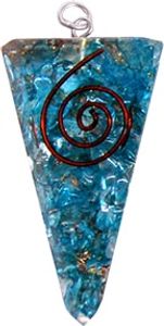 Orgonite Hanger Koperen Spiraal Punt Blauwe Topaas