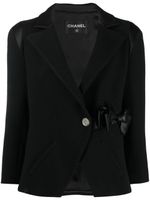 CHANEL Pre-Owned blazer en soie à détail de nœud - Noir - thumbnail