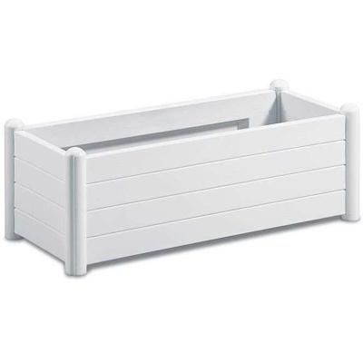 STEFANPLAST Rechthoekige bloembak - Houten afwerking - 100x43xH35cm - 80L - Wit