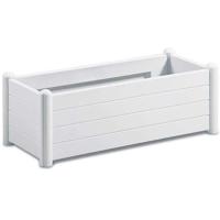 STEFANPLAST Rechthoekige bloembak - Houten afwerking - 100x43xH35cm - 80L - Wit