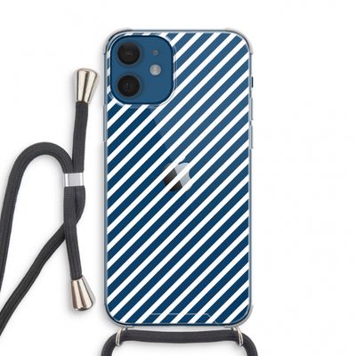Strepen zwart-wit: iPhone 12 mini Transparant Hoesje met koord