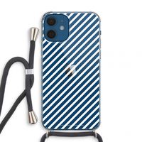 Strepen zwart-wit: iPhone 12 mini Transparant Hoesje met koord