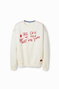 Gevlokt sweatshirt met tekst - WHITE - XL