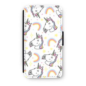 Rainbow Unicorn: iPhone XS Flip Hoesje