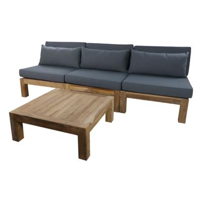Tuin loungeset Aruba 4-delig (incl. kussens) - Naturel/Donkergrijs - Teak