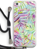 Tropical Palms Blue: iPhone 5 / 5S / SE Transparant Hoesje met koord