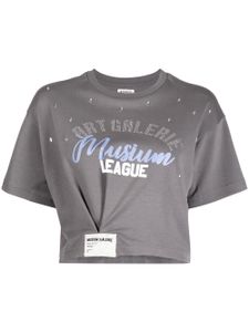 Musium Div. t-shirt froncé à ornements en cristal - Gris