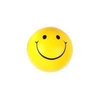 Stressbal smiley - geel - D6 cm - lachende smiley