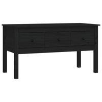 The Living Store Salontafel Grenenhout Zwart - 102 x 49 x 55 cm - 3 Lades