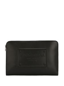 Dolce & Gabbana pochette en cuir à logo embossé - Noir