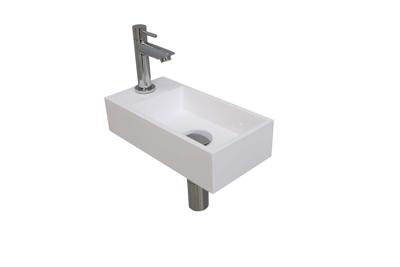 Fonteinset INK Versus 36x18x9 cm Polystone Glans Wit Met Kraangat Links Chroom