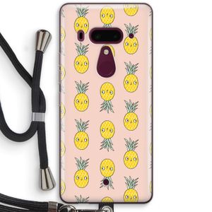 Ananas: HTC U12+ Transparant Hoesje met koord