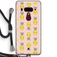 Ananas: HTC U12+ Transparant Hoesje met koord Ananas: HTC U12+ Transparant Hoesje met koord