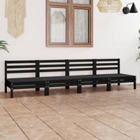 4-delige Loungeset massief grenenhout zwart - thumbnail