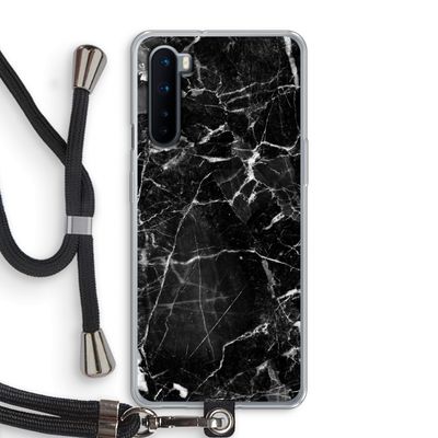 Zwart Marmer 2: OnePlus Nord Transparant Hoesje met koord
